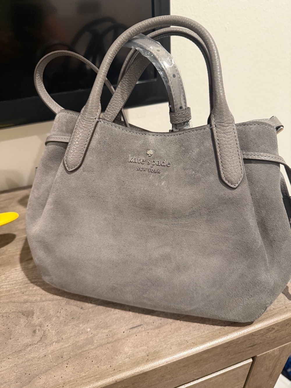 kate spade Gray Suede Satchel with Dual Top Handles